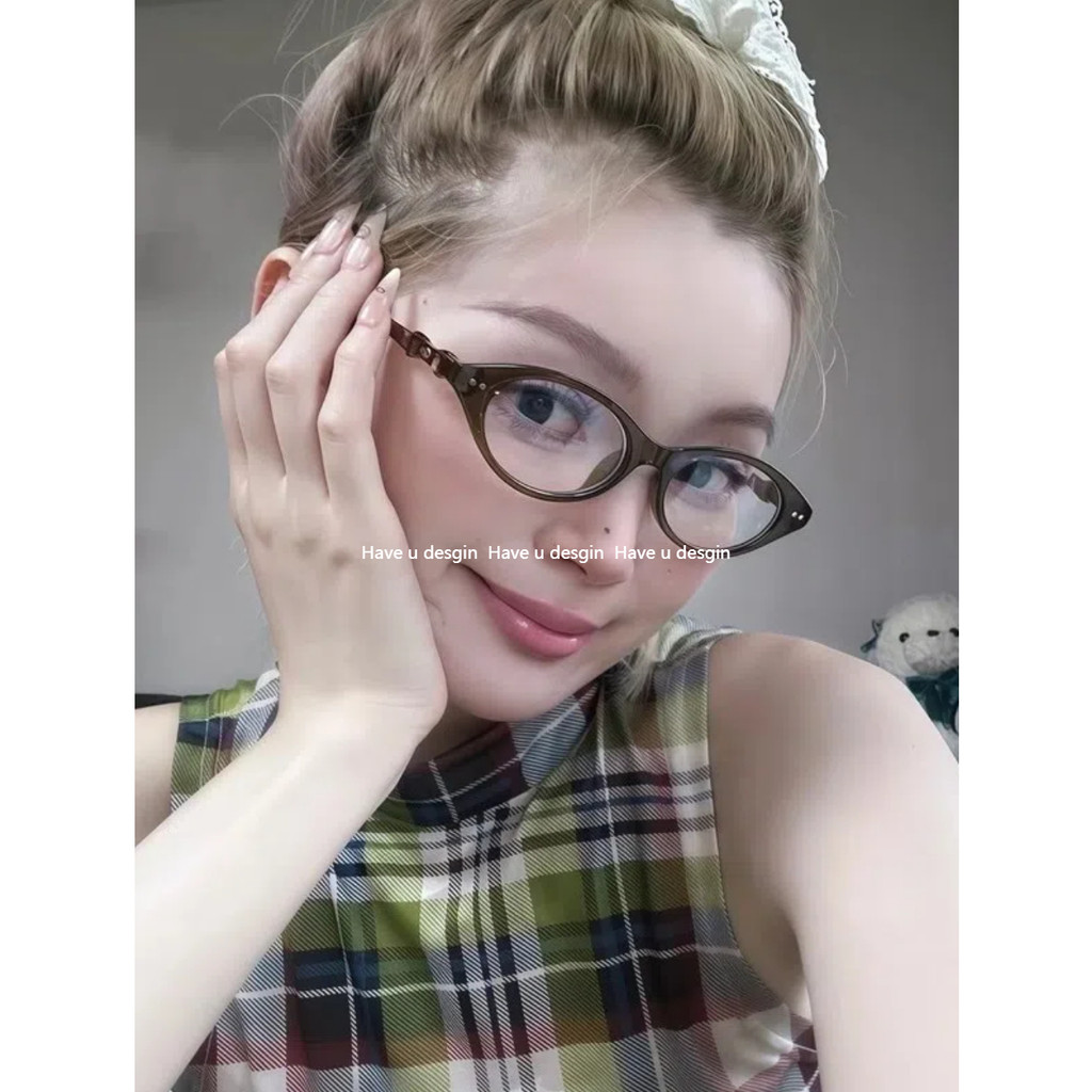 แว่นตาทรง Cats Eye สไตล์ Saturn สีน้ำตาลอุณหภูมิปกติ แบบ.Ultra-Light สำหรับคนสายตาสั้น ออกแบบมาให้สวมใส่ได้อย่างสะดวกสบายและดูดี