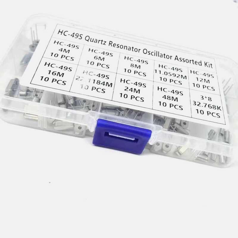 DIP ชุดออสซิลเลเตอร์คริสตัล ควอตซ์ HC-49S 10 ค่า 4MHz 6MHz 8MHz 12MHz 16MHz 24MHz 25MHz 48MHz 2Pin d