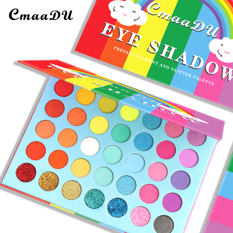 Cmaadu ถาดอายแชโดว์สีรุ้ง 35 สีไฮไลท์เนื้อแมท Brightening ติดทนนาน ทาแต่งหน้าทางเลือกเพื่อสุขภาพ