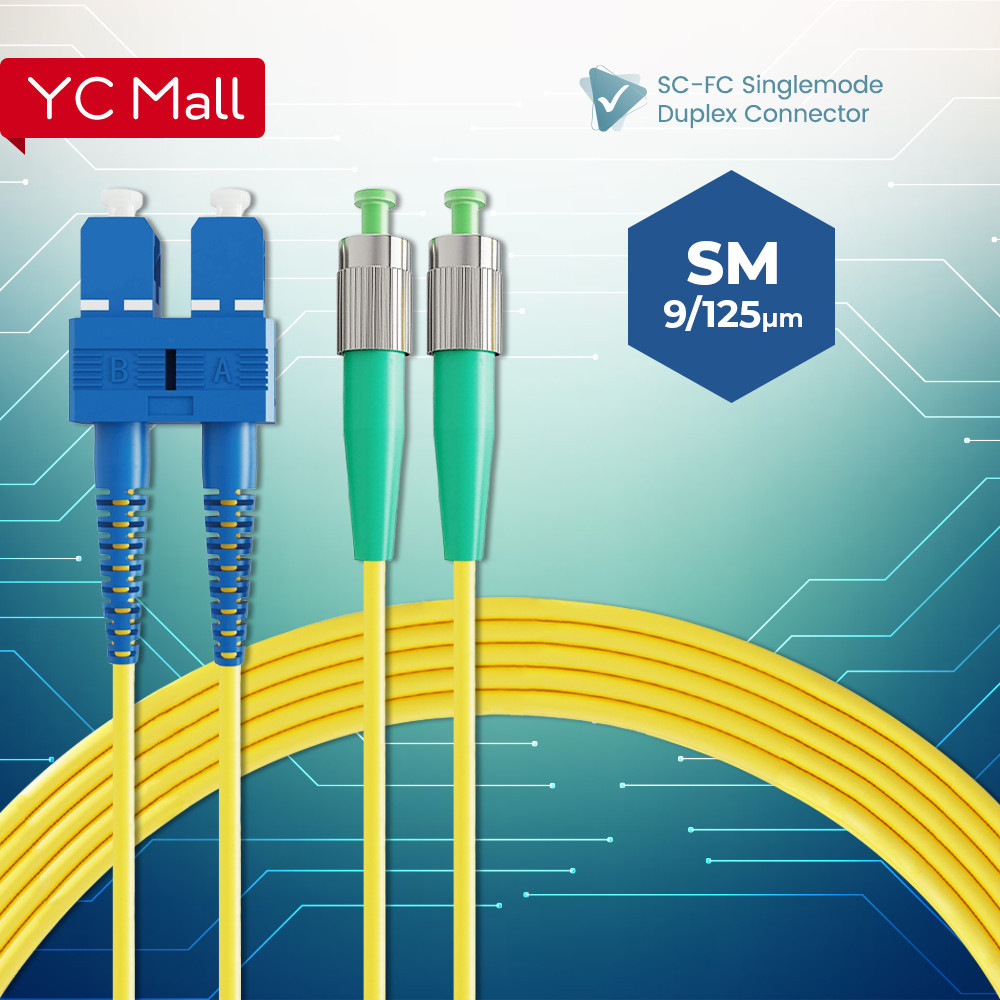 SC/UPC-FC/APC Singlemode Duplex Fiber Optic Patch Cord 15M
