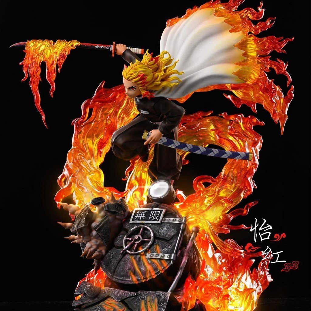 Anime Demon Slayer GKไขลานBlack Death Mou Jiguoyuan One-Hand WINDคอลัมน์ชุดเครื่องประดับรูปปั้นของข