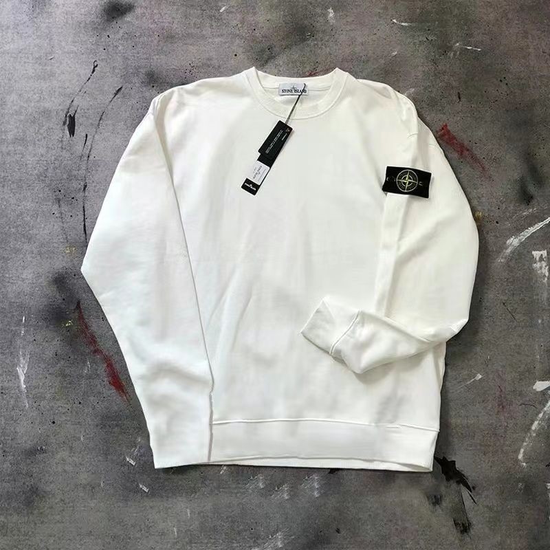 STONE ISLAND หินเกาะอเมริกันย้อนยุคหินสีทึบยุโรปหลวมรอบผู้นําแพทช์ผู้ชายและผู้หญิงแขนยาว จุดต่ําสุด