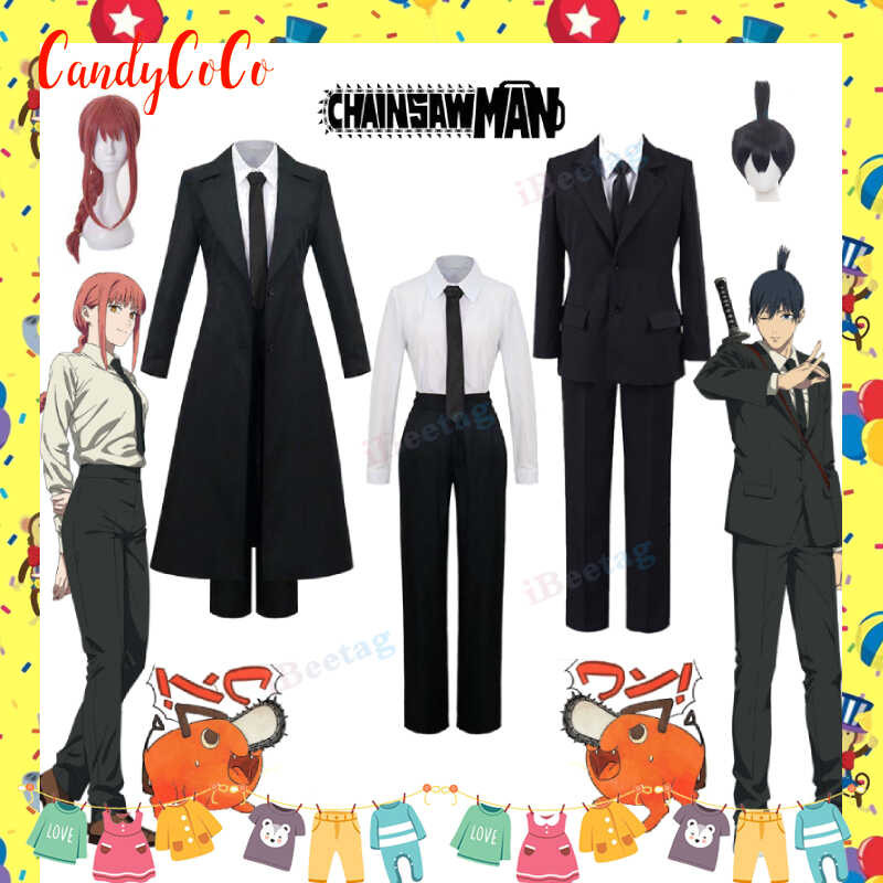 【Candycoco】New Chainsaw Man1/2 Makima Hayakawa Cosplay Costume Halloween Party Black Suit Shirt P