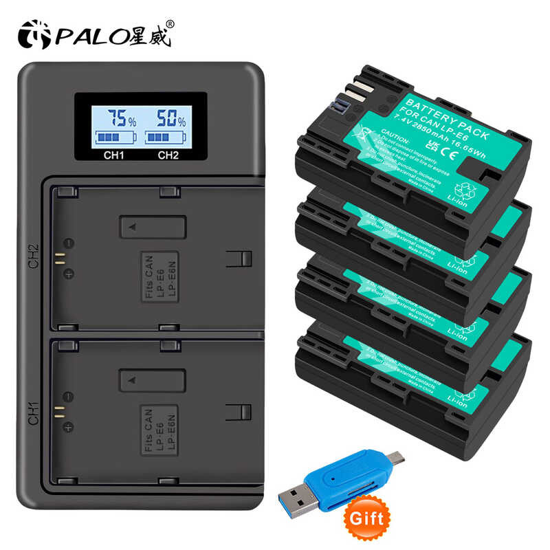 LP-E6 9 LP E6 LPE6 E6N Battery+ LCD Dual Charger For Canon 5DS R 5D Mark II III 7D 60D EOS 6D 70D