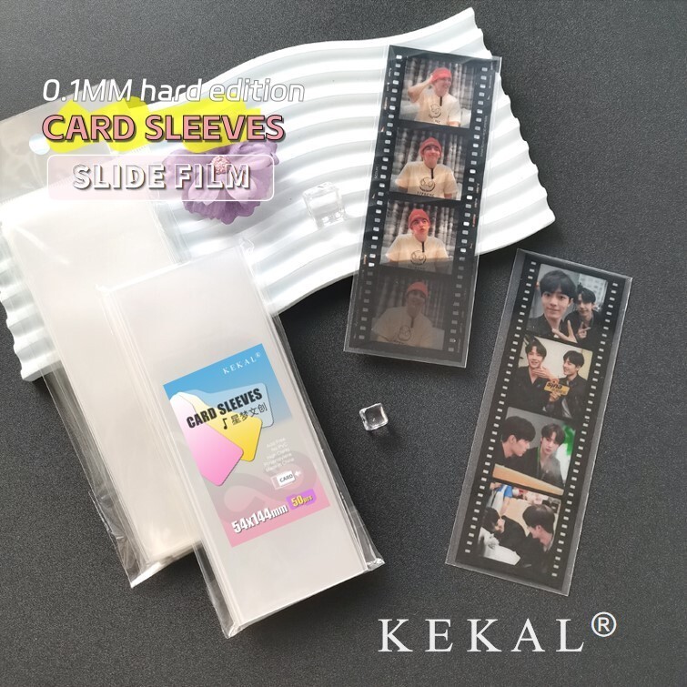 KAL 54*144 มม.4 ตัดสไลด์ฟิล์มแขนป้องกันhigh Clarity K-pop natour สไลด์ฟิล์ม Protector Photocard Hard Sleeve Card Holder กระเป๋าเก็บ