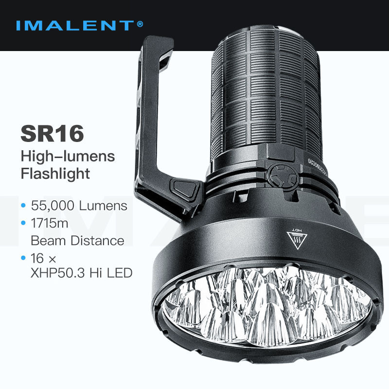 Imalent SR16 ไฟฉาย Ultra Bright/ค้นหาพร้อมไฟ LED 16 ชิ้น, 55,000 Lumens 1,715 ม. โยน,4 ชิ้น 21700 แบ