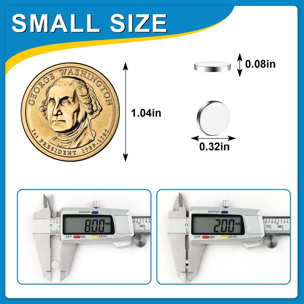 Strong Neodymium 8x2mm Disc, Small Whiteboard, Mini Round Rare Earth Magnets for Office Fridge Craf