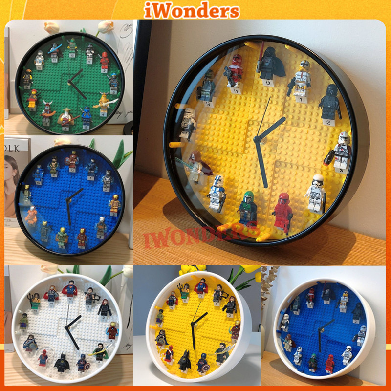 Creator Minifigure Clock Marvel Iron Man Star Wars Disney Ninjago Building Blocks ตกแต่งภายในของเล่