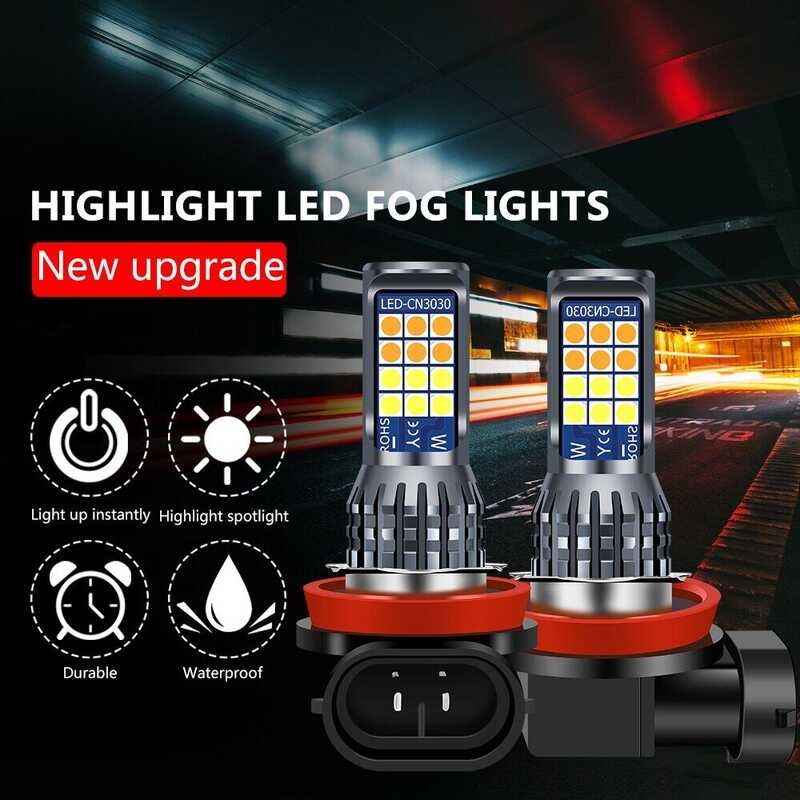 ไฟตัดหมอก H11 LED ไฟตัดหมอกสองสี H3 H7 H16 H8 Hb3 9005 Hb4 9006 H27 880 881