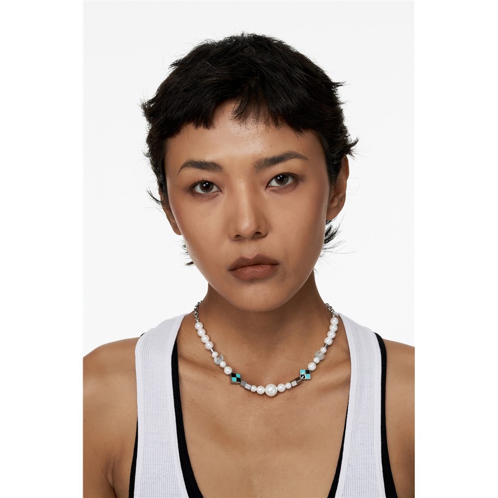 `` BG Official  BGBlackgreen black and green ghost box drop oil infinite extension pearl necklace