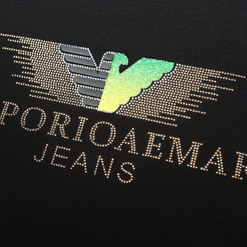 Giorgio Armani Giorgio Armani Mens Hot Diamond Sweatshirt Casual Fashion Sports เสื้อยืดแขนยาวฤดูใบไ