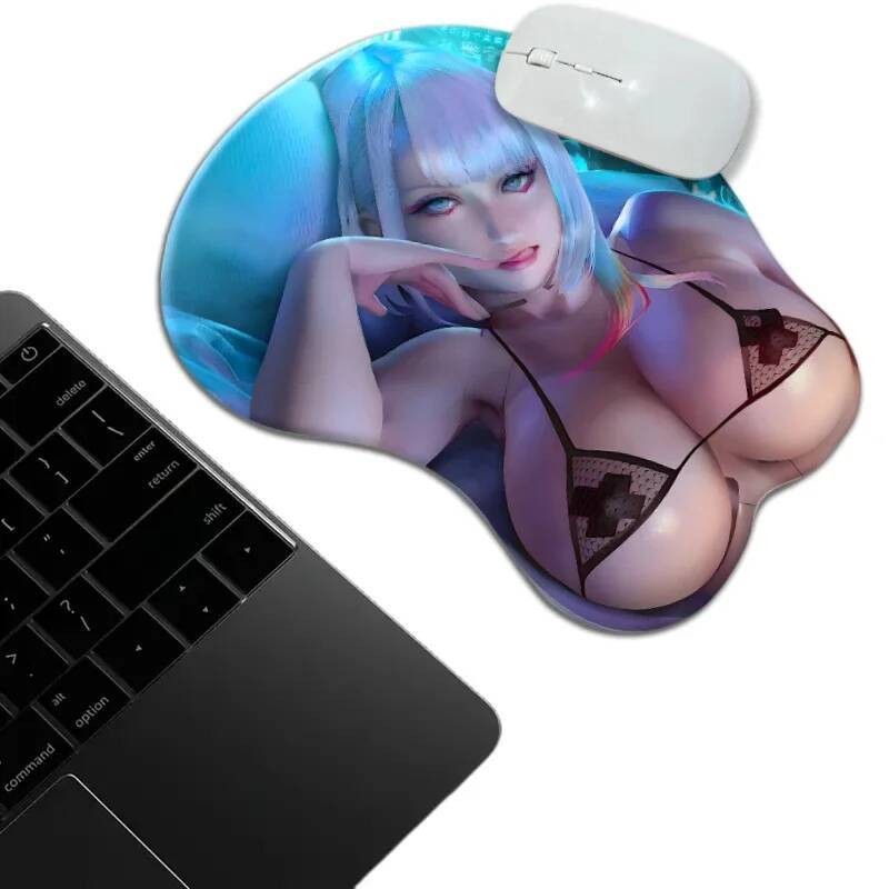 Blister บรรจุ Boob Mousepad 3d หัวนม Gamer อะนิเมะเซ็กซี่ Lucy แผ่นรองเมาส์น่ารักข้อมือ 3D Big Oppai ซิลิโคน