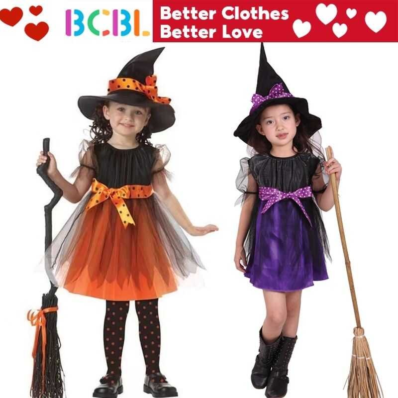 Witch Costume For Girls 2 Years Old Halloween Kids Witch Costume Pumpkin Kids Girl Dress With Hat 2