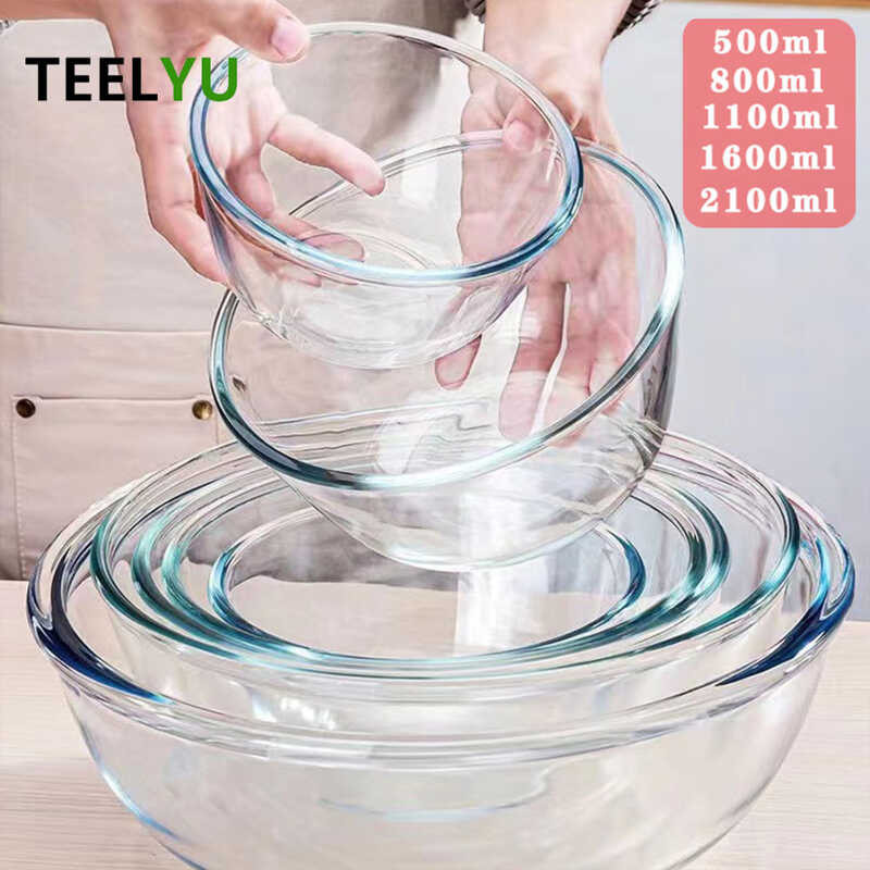 LY Salad Bowl Tempered Glass Mi Bowl Storage Utensil Baking Dish Cutlery Storage Baking Utensil