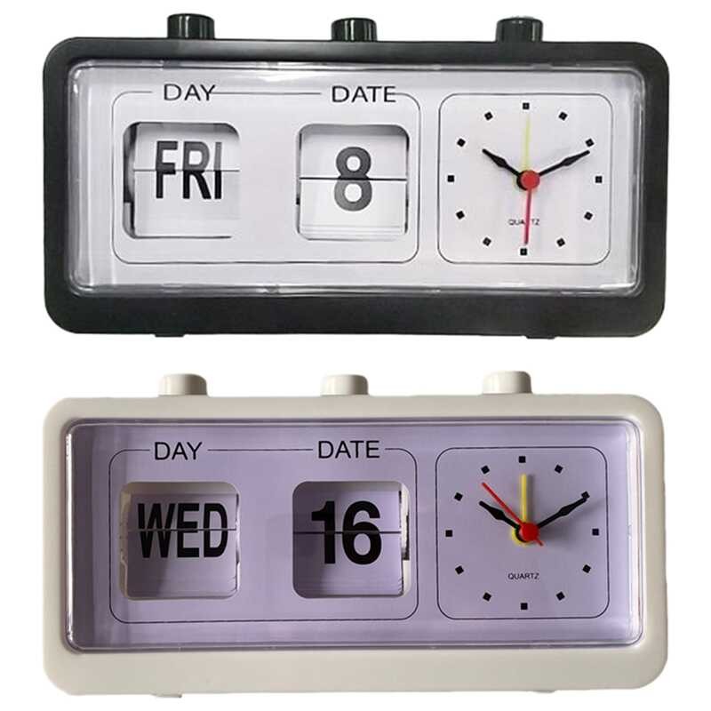 LY (Qtas) Nical Alarm Clock Novelty Flip Clock Desop Digital Clock With Calendar Clock Home Decor R