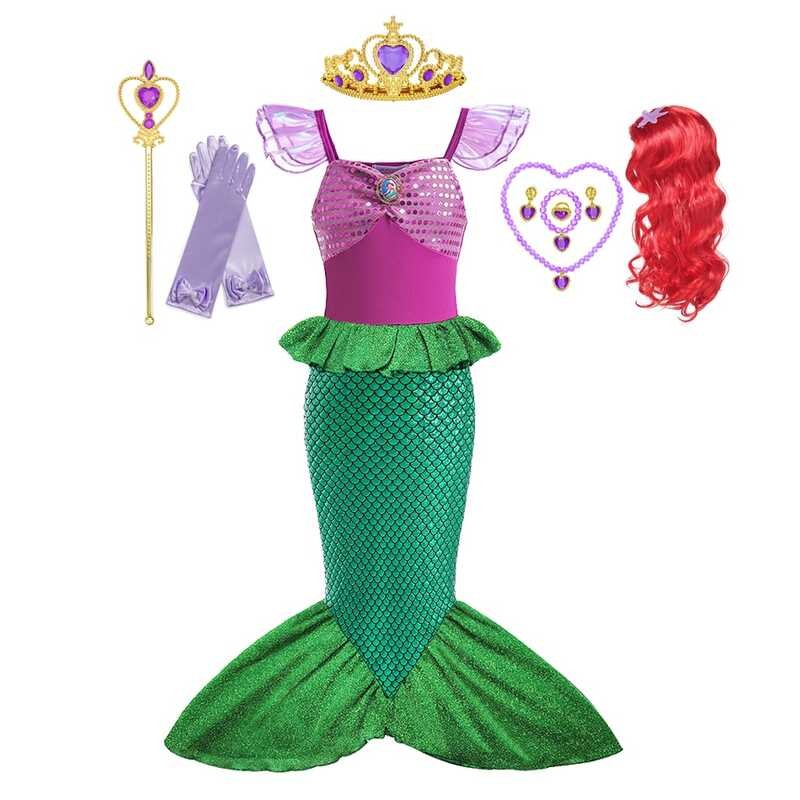 ❤ Princess Mermaid Ariel Costume For Girls Kids Cosplay Children Carnival Birthday Party Prom C
