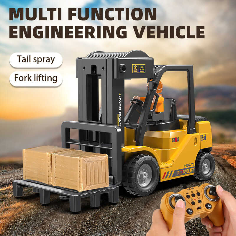 ➧ Forklift 1/10 แผ่นโลหะขนาด 2.4Ghz 10 ช่อง RC งานก่อสร้างยกรถ
