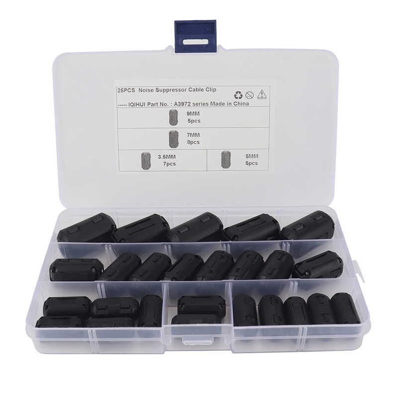 25 สายเคเบิลเชื่อมต่อคลิป 3.5 5 7 / 9 มม. Ferrite Central Clamp Kit วงแห