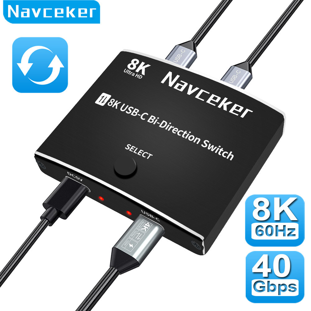 8K USB C ประเภท C Bi-Direction สวิทช์ 1x2 2x1 4K 120Hz Thunderbolt 4 Video Switcher USB 3.1 PD 100W Splitter สําหรับแล็ปท็อป Macbook