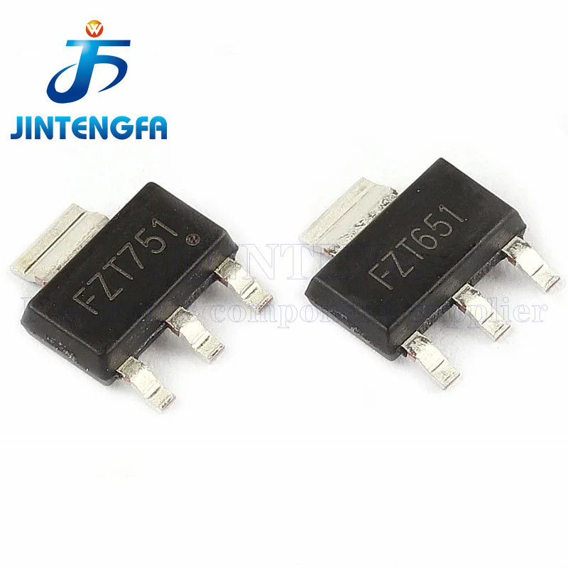 10PCS FZT651 FZT751 FZT651TA FZT751TA SOT-223 3A 60V NPN PNPประสิทธิภาพสูงทรานซิสเตอร์ SMD