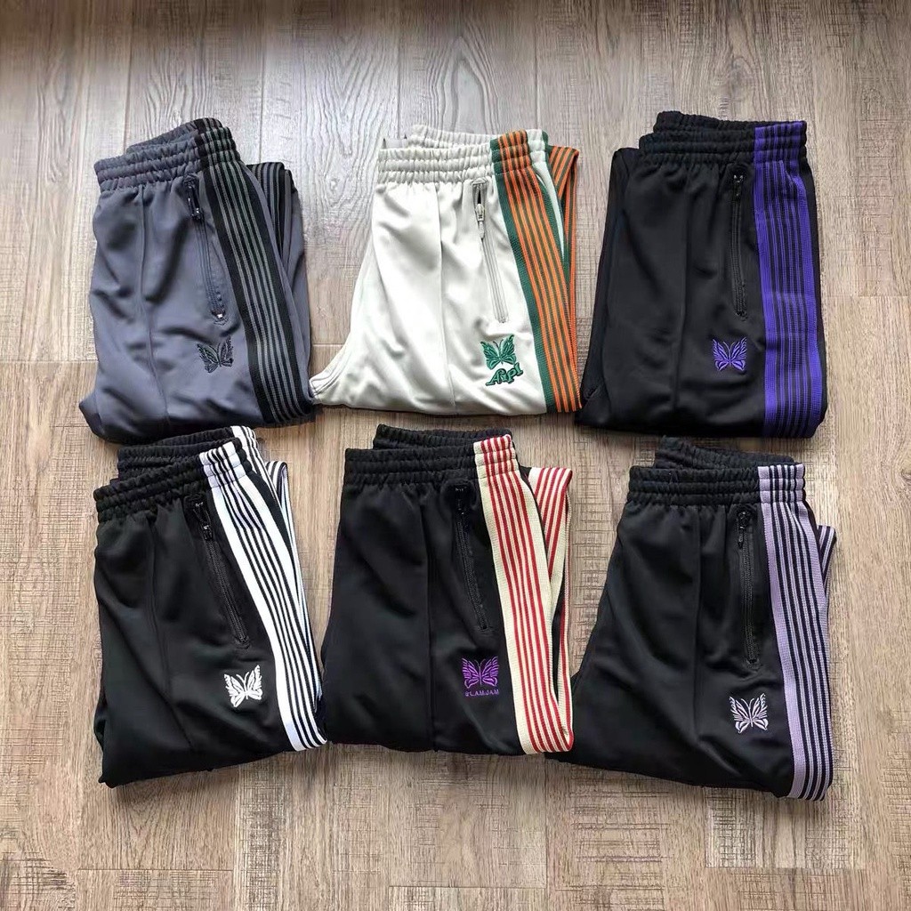60JZ Needles butterfly pants autumn ribbon same style men and women couple retro loose straight pan