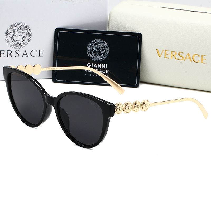 Versace สไตล์ยุโรปและอเมริกาแฟชั่นหัวความงาม Fanjia แว่นกันแดดใหม่ Travel แว่นกันแดดป้องกันดวงตา Tra