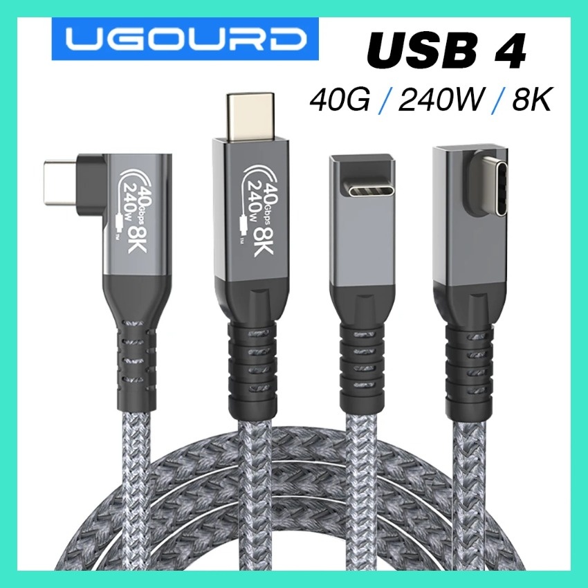 ins Thunderbolt USB 4 90 degree Angle Cable 40Gbps USB4 Elbow Type C Thunderbolt3 4 Data Transfer