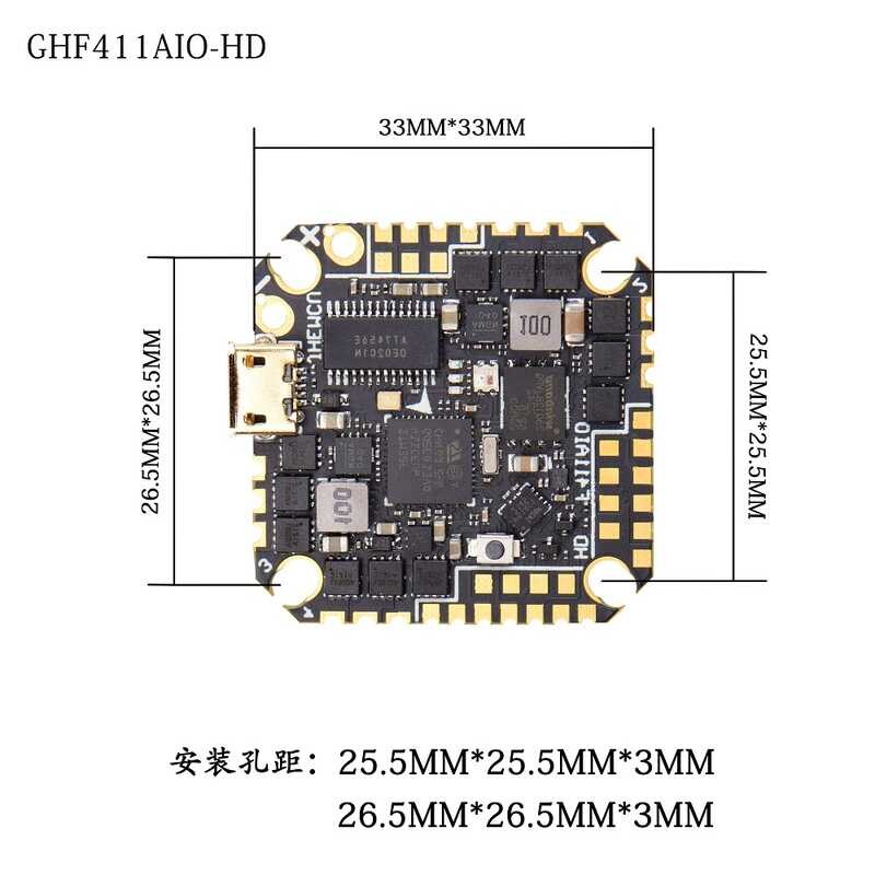 Δ JHEMCU Ghf411aio HD F4 OSD Flight Controller สร้างขึ้นใน 40A BLHELIS 2-6S 4-In-1 B