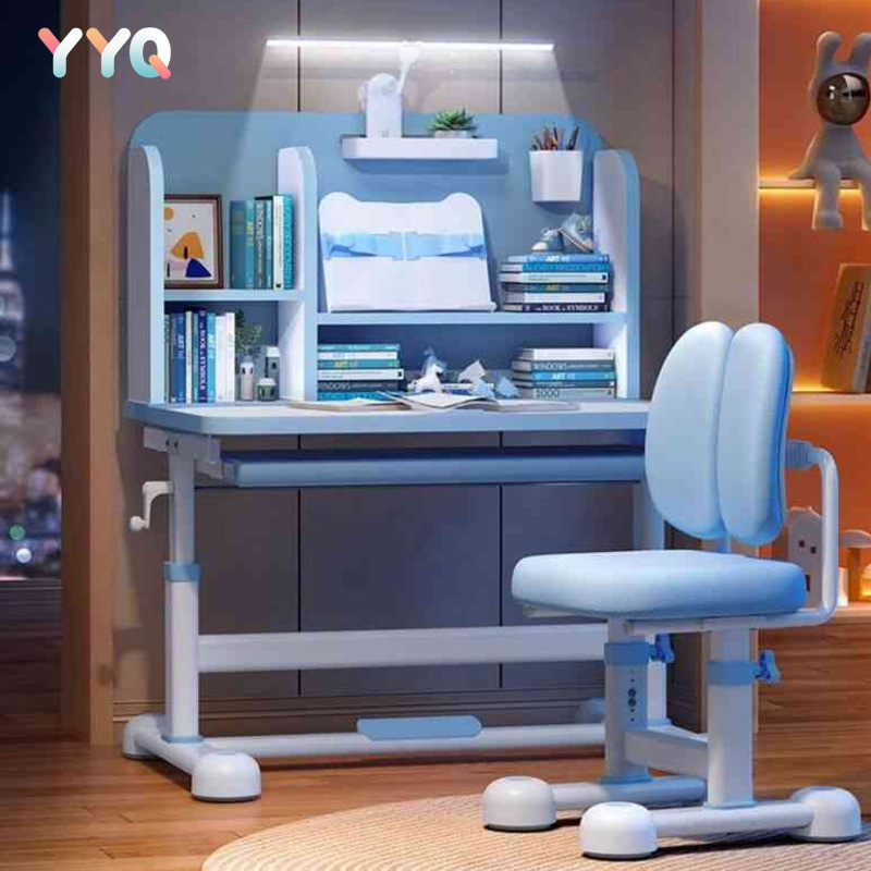 YYQ โต๊ะทำการบ้านเด็ โต๊ะเรียนเด็ก2025โต๊ะใหม่โต๊ะนักเรียนประถมโต๊ะการบ้านโต๊ะเขียนหนังสือพร้อมเก้าอี้ชุดรวมกันสามารถยกขึ้นและลง