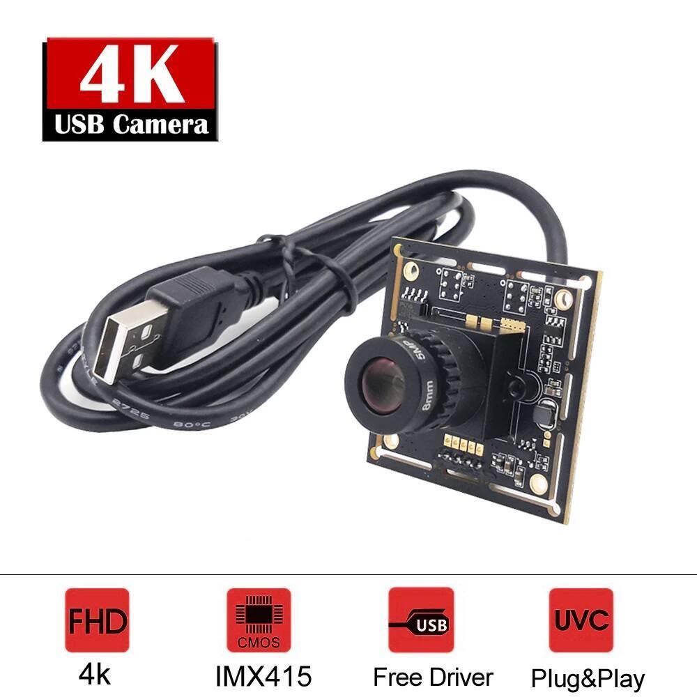 4K USB Webcam Module HD 8MP IMX415 Sensor UVC ความเร็วสูง 30fps MJPEG 3840x2160 ความละเอียด PCB Vide