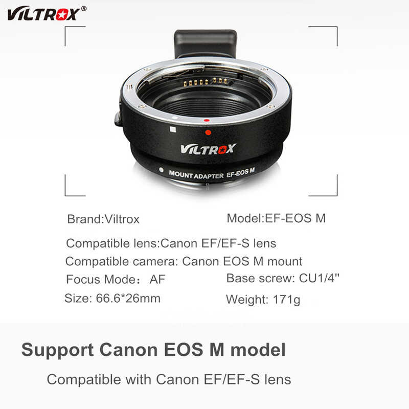 LY Viltrox แหวนต่อเลนส์ออโต้โฟกัส Ef-Eosm เลนส์ Canon Ef-S ถึง EOS M