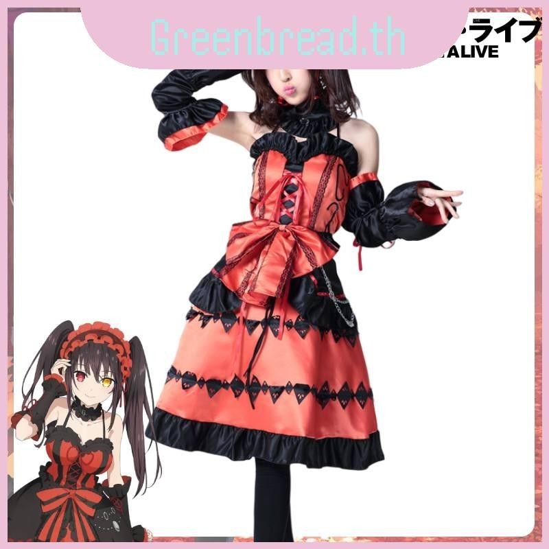 อะนิเมะ A Date Live Tokisaki Kurumi Cosplaycotume Lolita Halloweensuit สาวชุด