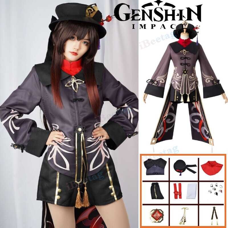 Genshin Impact Hutao Cosplay Costume Uniform Anime Game Hu Tao Chinese Style Halloween Costumes S s