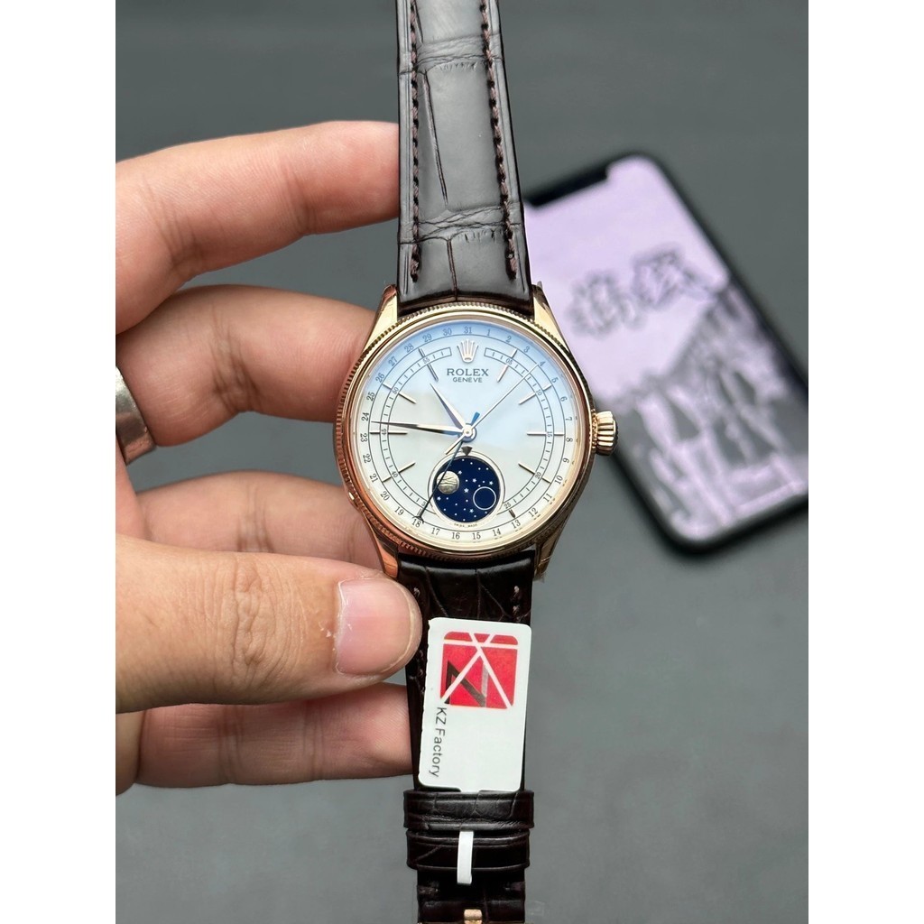[คุณภาพสูง] Cellini Moon Phase KZ Factory Rolex Cellini Moon Phase Series 50535 39mm Blue Travel Si