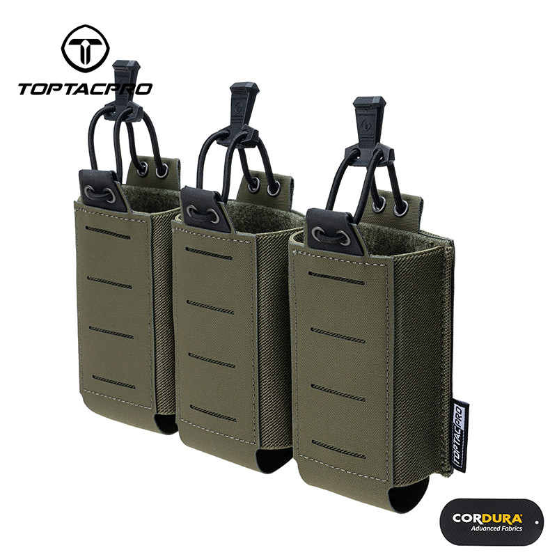 Toptacpro ยุทธวิธี Triple นิตยสารกระเป๋าสําหรับ 556 นิตยสาร MOLLE Quick Realease ผู้ถือนิตยสารน้ําหนักเบา 8528