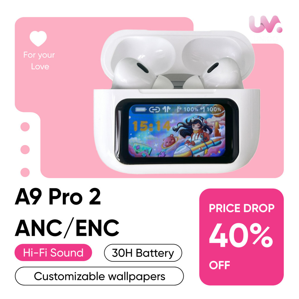 A9 Pro 2 หูฟังไร้สายหูฟัง Full Touch Screen Control ชุดหูฟัง ANC ลดเสียงรบกวนหูฟัง InEar ENC หูฟังบ