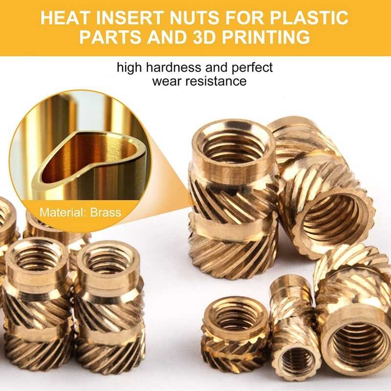 340Pcs 🍀 M2 M2.5 M3 4 M 5 M6 Metric Knurled Assortment Threaded Insert Nuts Brass Heat Set For