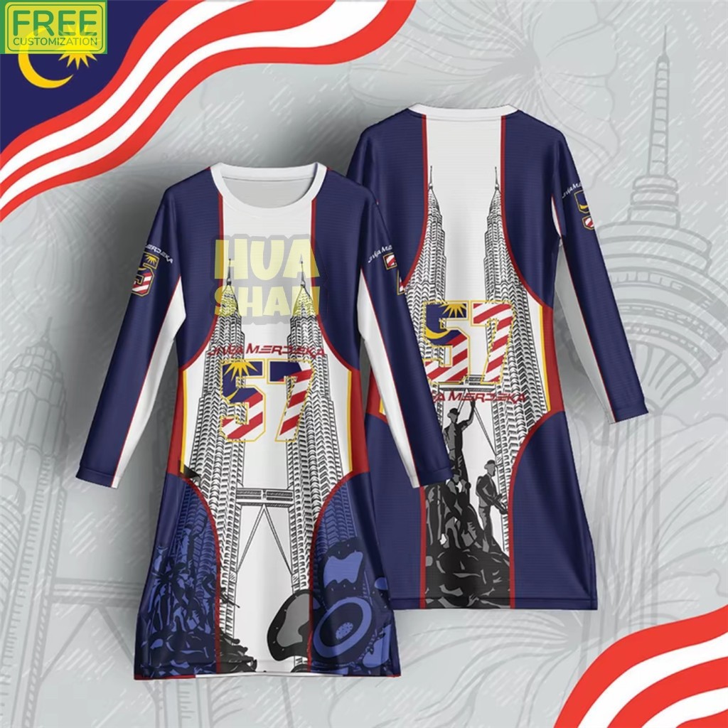 2025 Merdeka Clothes 68 เสื้อยืดคอวีระเหิดและ Muslimah Family Set เสื้อโปโล