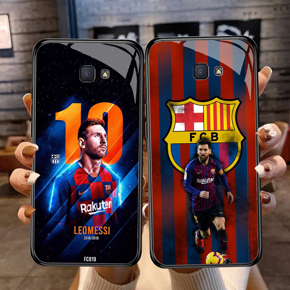 DF-87 Messi in Barcelona Club TPU HD Glass Casing สําหรับ Samsung J7 Prime J6 J4 Core Pro Plus Note 