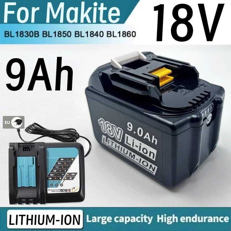 ใหม่ 100% ของแท้ 18v 9Ah สำหรับ Makita BL1860 BL1850B BL1850 BL1840 BL1830 bl1850b li-ion ทดแทน
