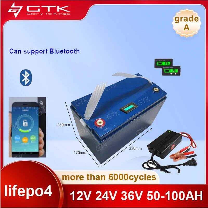 แบตเตอรี่ลิเธียม lifepo4 12V Gtk 100AH 120Ah 150Ah 24V 36V 40Ah 50AH 60Ah 65AH 80Ah แบบวงจรลึก