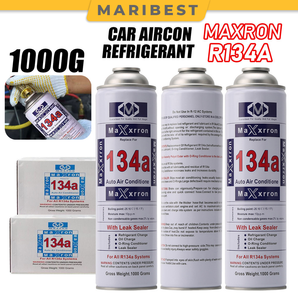 MAXRON 1000g R-134A เครื่องปรับอากาศรถยนต์สารทําความเย็น Aircond Kereta Penyaman Udara สารทําความเย็
