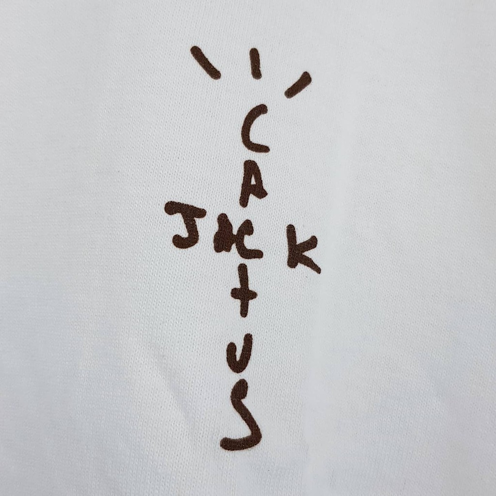 ♞,♘,♙เสื้อยืดทราวิส Travis Scott Cactus Jack White T-shirt vbc