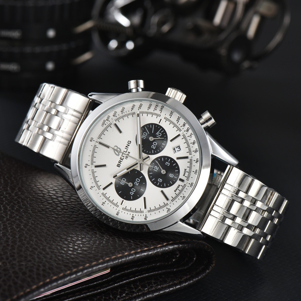 Breitling Century Airlines Chronograph Series Mechanical Movement นาฬิกาอัตโนมัติ Rui สายสแตนเลสกล่