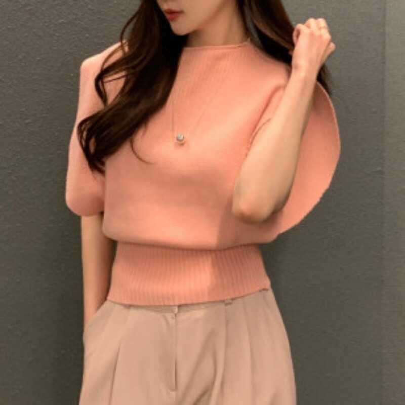 อารมณ์รอบคอแขนกุดเอวสีขาวถักด้านบน Ff Ropa De Mujer เกาห