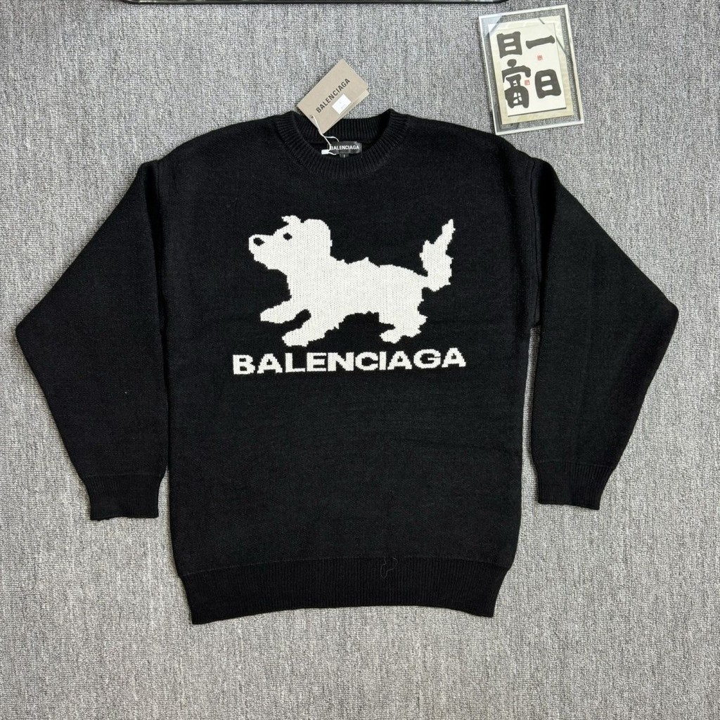Balenciaga ฤดูใบไม้ร่วงและฤดูหนาวใหม่อินเทรนด์แบรนด์เสื้อกันหนาวลูกสุนัขสําหรับผู้ชายและผู้หญิงหลวมขี้เกียจคู่ถักเสื้อกันหนาว