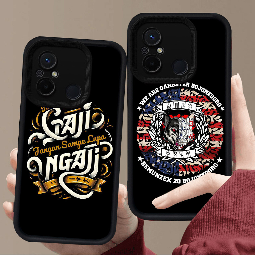 E85 ยี่ห้อโลโก้สําหรับซิลิโคนสีดํา Xiaomi Redmi POCO M3 M4 A1 C55 A2 12C C65 9A 9T 9C 10C A5 C71 หมา