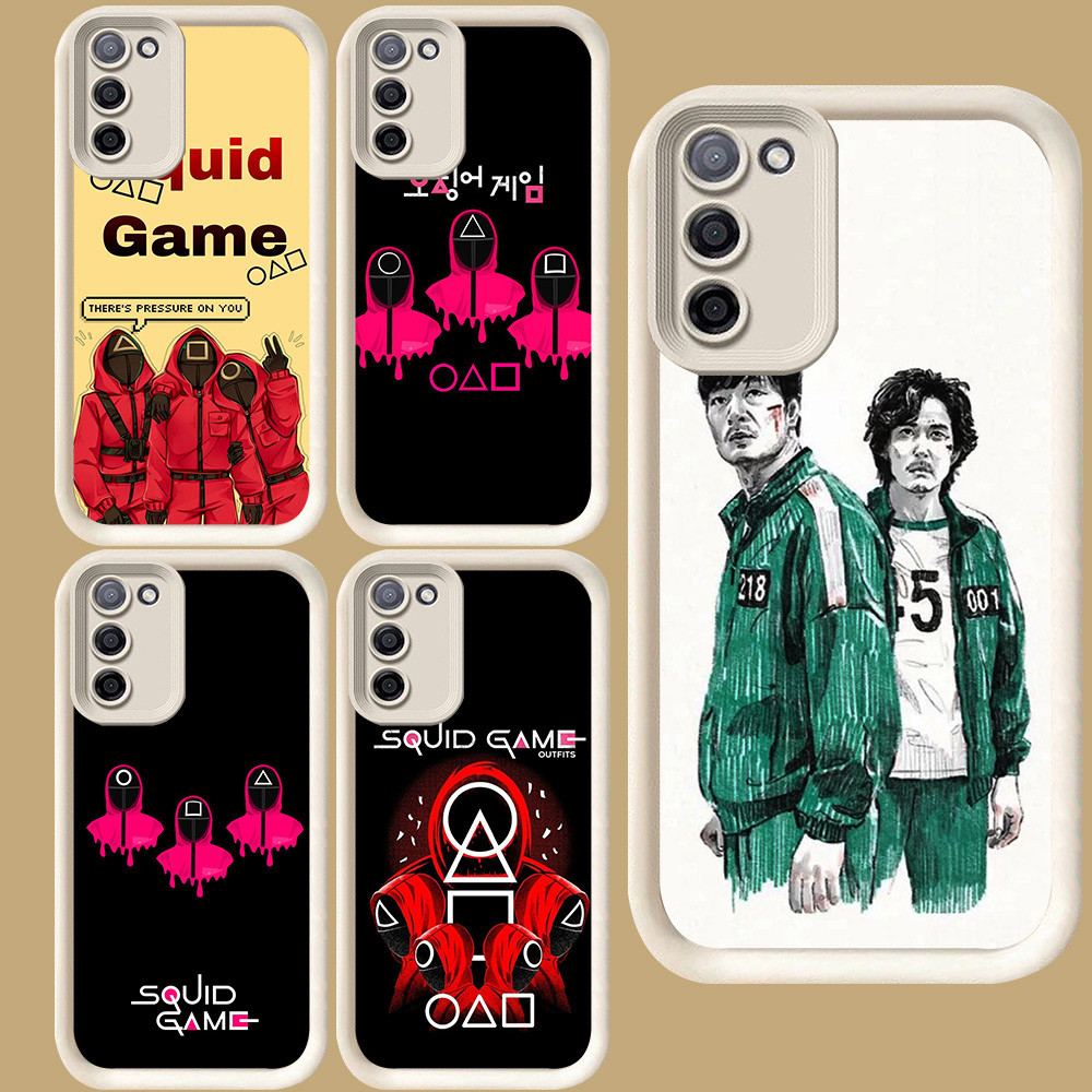 R38 เกมปลาหมึกสําหรับ Samsung A03S F02S M02S A71 A02 A51 A31 J4 A03 Core A02S M02 J6 Plus สีขาว