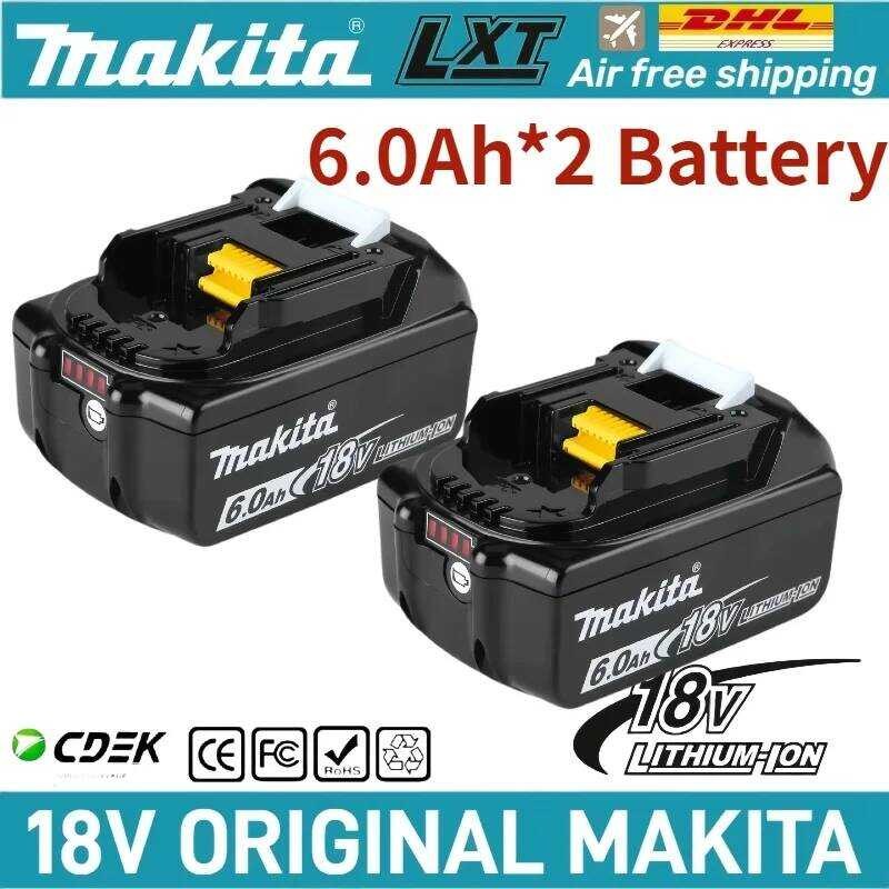 แบตเตอรี่แท้ Makita 6.0Ah ชาร์จใหม่ได้ สามารถใช้แทน BL1860B BL1850B BL1830B BL1815N เหมาะสำหรับ Maki