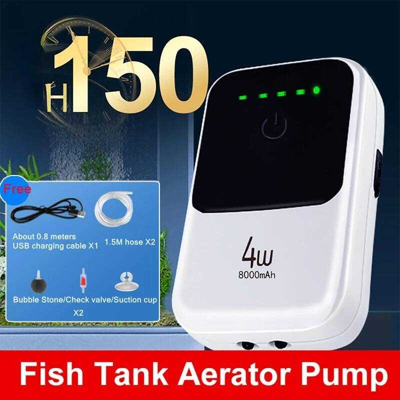 ตู้ปลาถังออกซิเจน Essential Aerator ปั๊มสําหรับตกปลาป่า 4W 8000mah หลุมเงียบ Dl โหมด